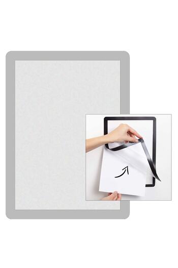 direkt-al Announcement Board Flexible Frame with Adhesive Magnet on the Back 2 Pieces A4 Gray