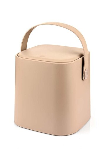 Carat Home 4 Lt Latte Countertop Kitchen Trash Can - with Click Lid, Handle and Inner Bucket