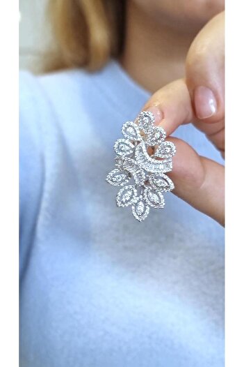MorMajor Silver İTHAL YAPRAK DAMLA BAGET TASARIM GÜMÜŞ YÜZÜK
