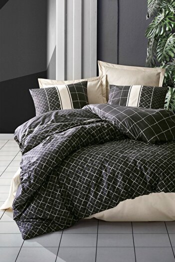 Cotton Box Dark Double Duvet Cover Set Entrance Beige