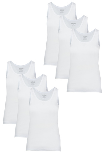 DEGNO Men's 6-Piece Economical White Cotton Flexible Rib Tank Top