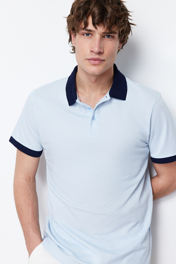 Trendyol Collection Modré polo tričko s krátkým rukávem – Regular Fit TMNSS20PO0141