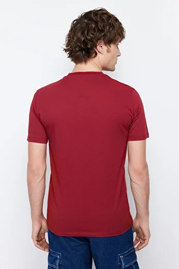 Trendyol Collection Tričko Claret Red Slim Fit Crew Neck 100% bavlna s krátkým rukávem – TMNSS19BO0001