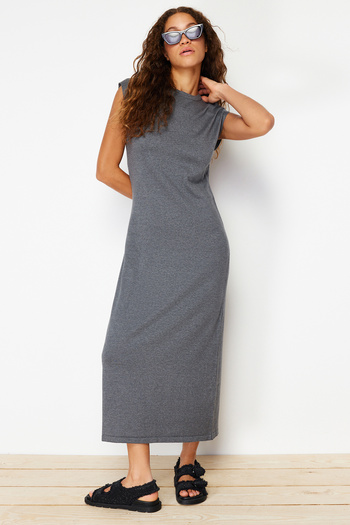 Trendyol Collection Anthracite Maxi Knitwear Premium Quality Dress TWOSS24EL00301