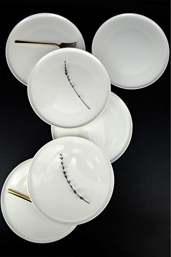 Digithome Elif Porcelain 6-Piece Serving and Presentation Plate Set 27 Cm Cream - TL4052334 C320.003