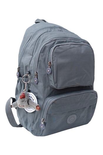 Klinkır Gray Color Multi-Compartment Large Volume Rain Water Repellent School Bag Fabric Backpack