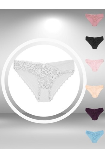 ŞahTan Cotton Lace Front Detail Women's Slip Panties