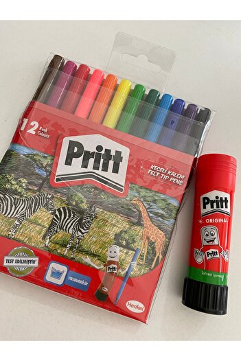 Pritt Set of 12 Felt Pens and 22 gr Adhesive Stick