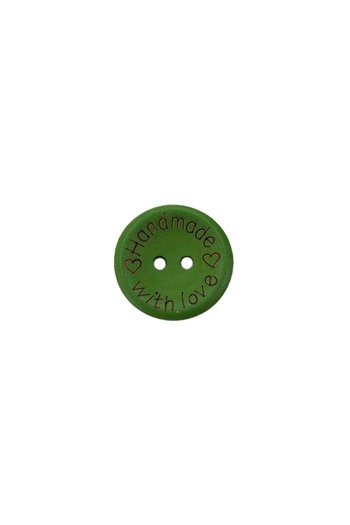 Ritzz Colorful Handmade Written Wooden Button 20 Mm (10 PCS) - Green