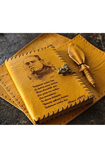 zarif atölye gift leather notebook with ahmet arif poem