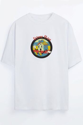 Yaprak Hediyelik Home Boy Принт Unisex Біла футболка