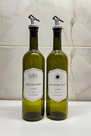 Wonwood Amber Glass 750 ml Olive Oil - Sunflower Oil Bottle Flat Oil Pot Without Stand