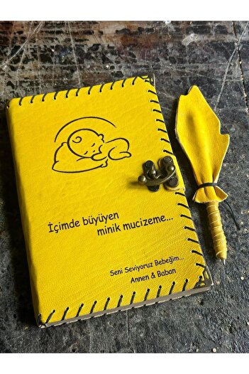 zarif atölye Newborn Baby, Birth Mother Gift Leather Notebook
