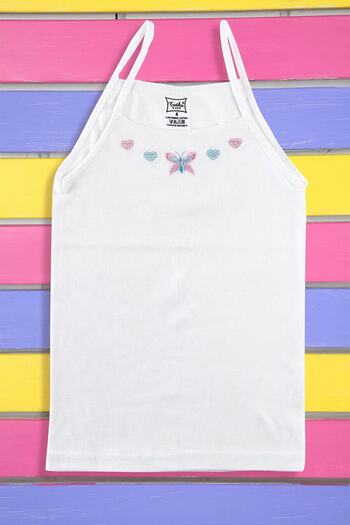 Tutku Girl's Embroidered Undershirt with Rope Straps