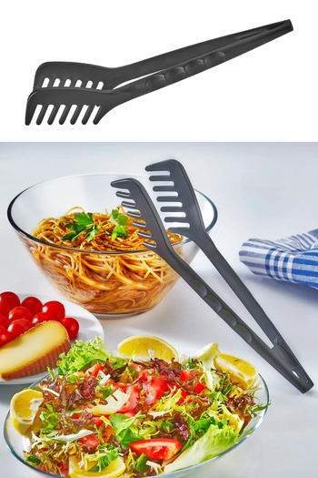 Sekiz8 Set of 2 Teflon Pasta Tongs and Spatula with Tongs, Fireproof, Non-Stick Practical Kitchen Serving Set