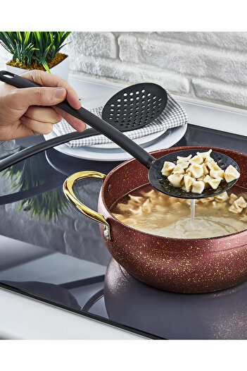 Sekiz8 Set of 2 Teflon Oil Colanders and Spoons, Fireproof, Non-Stick, Practical Kitchen Serving Set