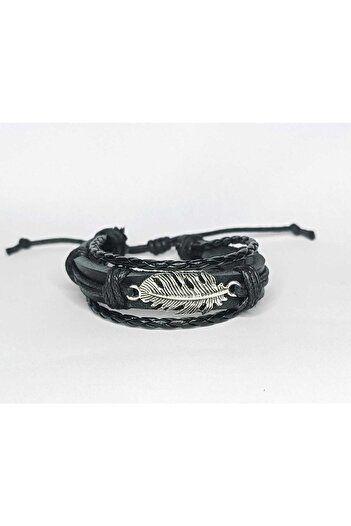 BSN Leaf Figured Genuine Leather Bracelet