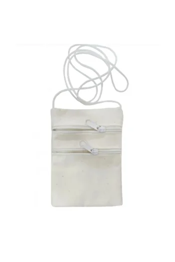 Rames Gift Hajj Umrah Money Bag with Neck Strap (Double Compartment) White Color