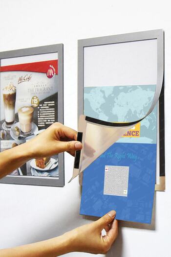 direkt-al Announcement Board Flexible Frame with Adhesive Magnet on the Back 2 Pieces A4 Gray
