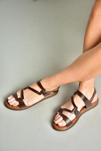 Fox Shoes S291018403 Brown Genuine Leather Women's Sandals