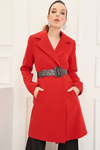 Pitti Women's Red Short Tied Coat 70477