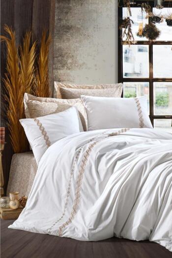 Cotton Box White Ines Majestic Double Duvet Cover Set