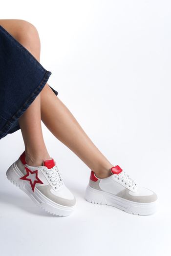Moda Değirmeni White-Red Women's Sneakers BG1165-101-0001