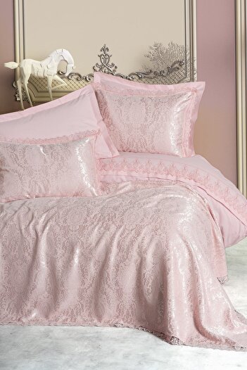 Cotton Box Chi Chi Double Pique Duvet Cover Set Silva Pudra