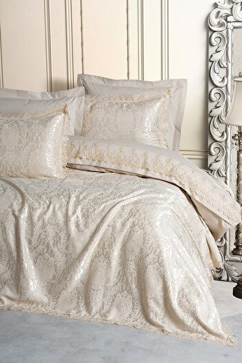 Cotton Box Chi Chi Double Pique Duvet Cover Set Silva Cappuccino