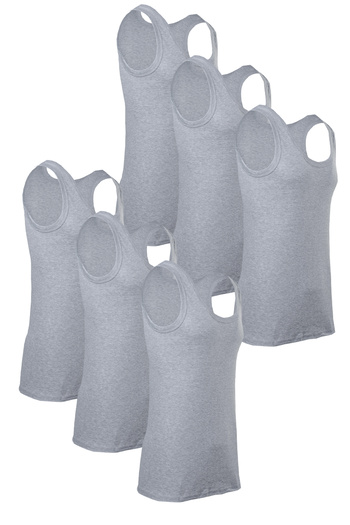 DEGNO Men's 6-Piece Economical Gray Cotton Flexible Rib Tank Top