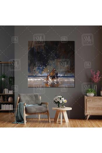 SML TABLO Femeie în rochie albă care cântă la pian pe plajă Efect de pictură în ulei Peisaj Muzică Art Decor Pătrat Canvas Tab