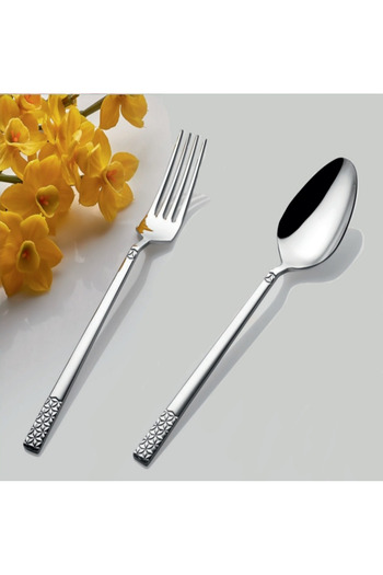 AHİR TİCARET Inter Steel Star Model Spoon-Fork Set 60 Pieces (12 Persons)