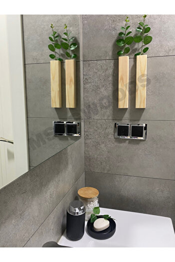 MSAĞWOODS 2'Lİ AHŞAP ÇİÇEKLİK BANYO MUTFAK KIŞ BAHÇESİ RUSTİK BOHEM BALKON YAPAY ÇİÇEK EV HEDİYESİ ÇEYİZ