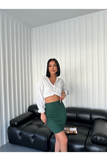 GOSSİP TEAM Women's High Waist Above Knee Y2K Camisole Fabric Pencil Skirt DailyFashion