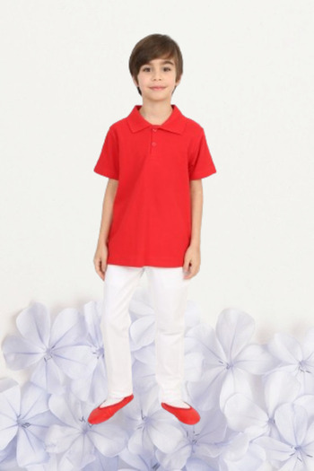 NACAR NEW STYLİSH Boy's April 23 Show Costume Pants Short Sleeve Polo Neck Red T-shirt Set R24