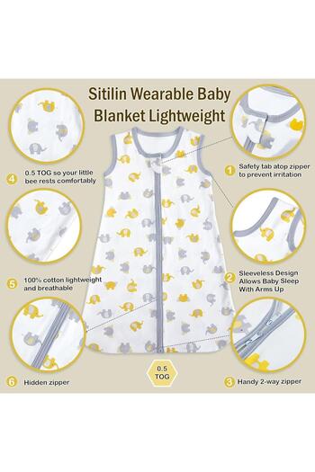 Sitilin Baby Single Layer Sleeping Bag 100% Natural Cotton Fabric Special Fabric Unisex 0.5 Tog STL6429