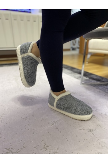 İpek Fashion Women's Fluffy Plush Anti-Slip Sole Noiseless Home Shoes Home Boots