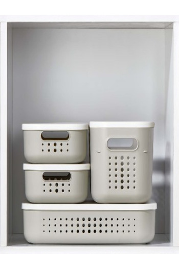 Bayev Bubble 4 Piece Cream Closet Organizer Basket with Lid Socks Clothing Organizer Box