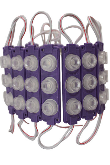 Hazar Led 12 Volt 3’lü Lensli 3 Watt 3030 Reklamcı Modül Led Mor (10 Adet)