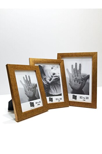 Batu Art Home Fotoğraf Çerçevesi Korumalı Pleksi Camlı Üçlü Set Masaüstü Ayaklı Ve Asılabilir 10x15,13x18,15x21 Cm