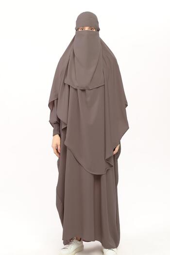 Altobeh Sultanbaş Wedding Sheet Cilbab Khimar Abaya Handle Elastic Prevailing Collar with Veil Ferace Medine Silk