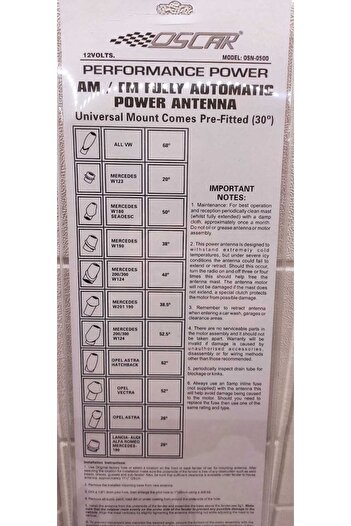 Oscar Otomatik Anten 12 Aparatlı Otomatik 12v