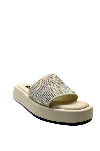 Tuğba Ortopedi TH24 Women's Jewelled Beige Satin Evening Dress Slippers