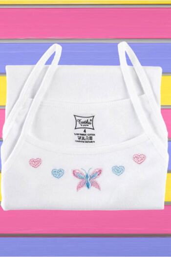 Tutku Girl's Embroidered Undershirt with Rope Straps
