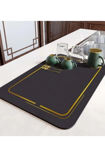 BEYZANA Dish Drying Mat Super Water Absorbent Countertop Dish Rack Microfiber Mat