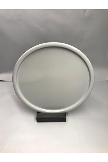 Aslı Hediyelik 30 Cm Matte Gray Metal Round Tea, Coffee, Cake Serving Tray Decorative Presentation Tray
