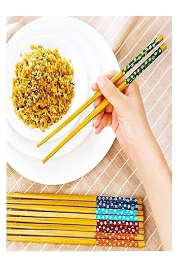 Impress Set of 5 Bamboo Chopstick - Washable and Reusable, 5 Pairs (10 Sticks)