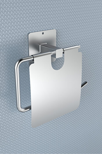 KARTEYA Yapışkanlı Paslanmaz Kapaklı Gümüş Tuvalet Kağıdı Tutacağı/tuvalet Wc Kağıtlık