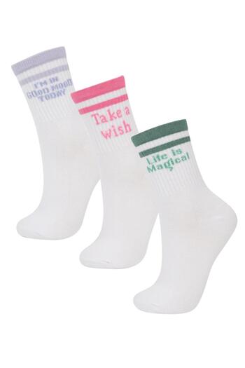 DeFacto Girl's 3-Piece Cotton Long Socks C2922a8ns