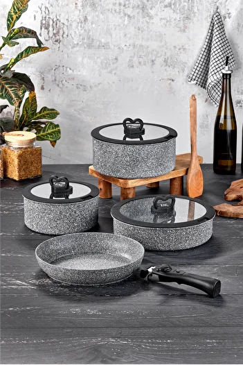 Taç Easy Connect 8 Piece Cookware Set / Ergonomic Plug-in Removable Handle